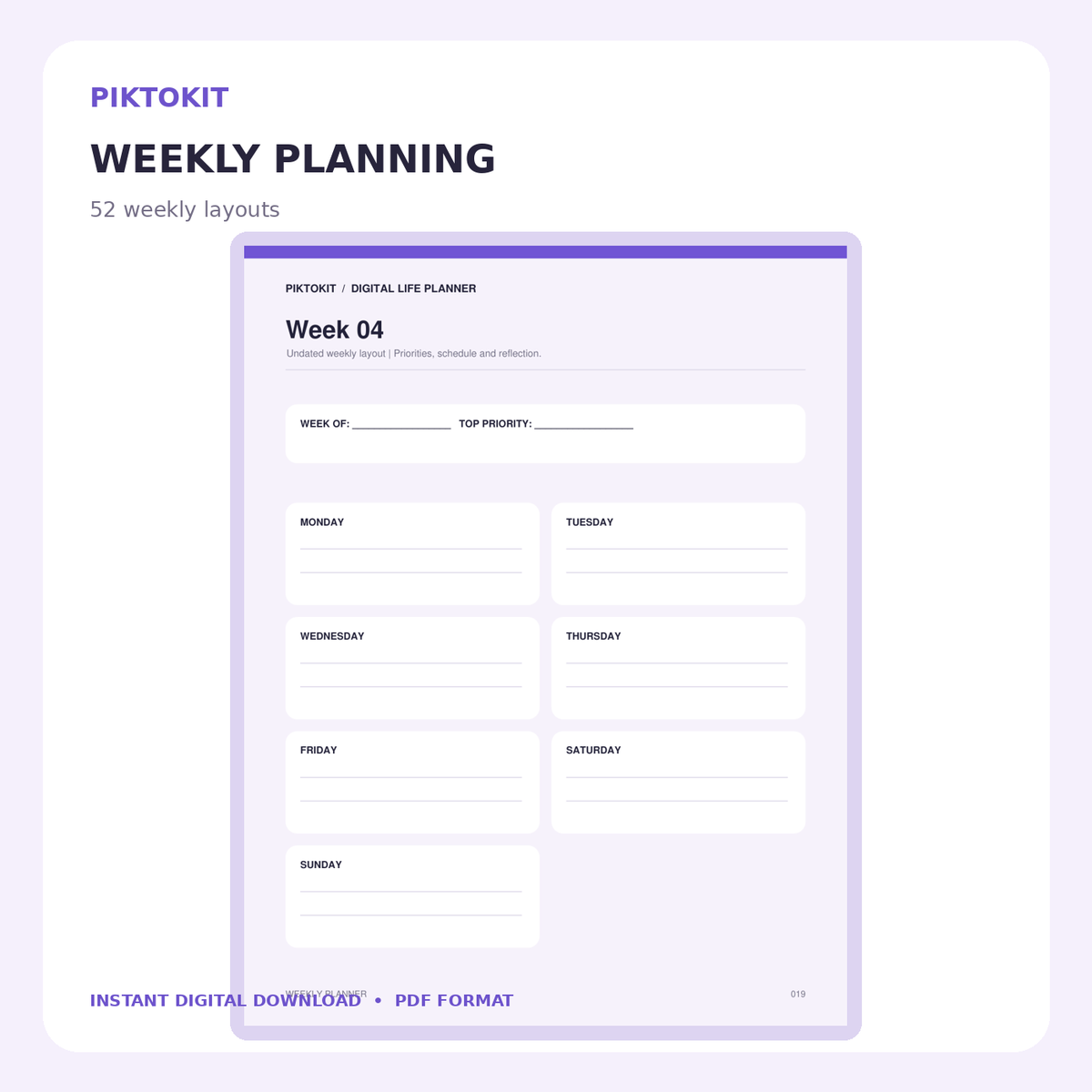 Weekly planner
